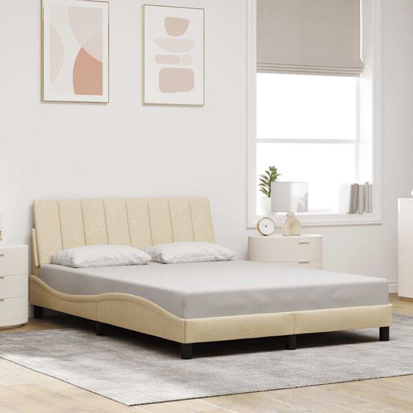 vidaXL Bedframe zonder matras "Hanko" stof cr&egrave;mekleurig 140x200 cm