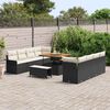 vidaXL Tuin Sofa Set met kussen met opslag 11 pcs Zwart en Cr&egrave;me