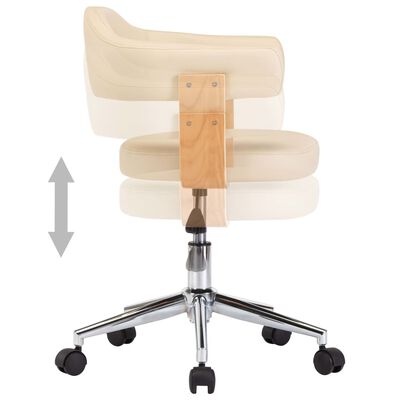 vidaXL Kantoorstoel draaibaar gebogen hout en kunstleer crème