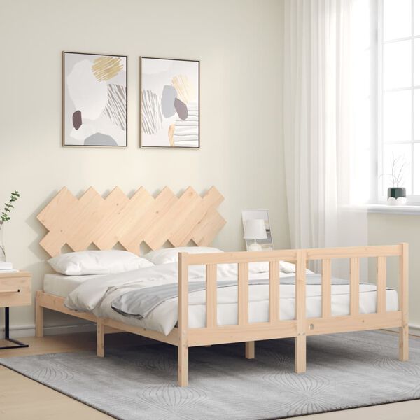 vidaXL Bedframe met hoofdbord massief hout