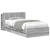 vidaXL Bedframe met opbergruimte en hoofdbord met lade Grijs Sonoma