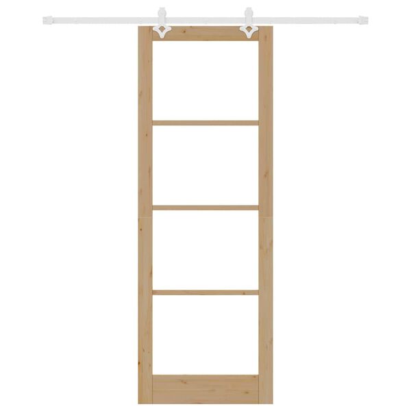 vidaXL Schuifdeur Naturel 83 x 232 cm Massief grenenhout en glas