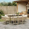 vidaXL 11-delige Tuinset met kussens poly rattan beige