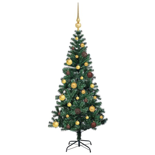 vidaXL Kunstmatig Voorverlicht Kerstboom Groen 150 cm PVC en Metaal