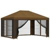 vidaXL Tuin Gazebo met Zijwanden 4 &times; 3 m Taupe Polyester en staal 190