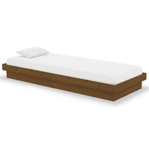 vidaXL Bedframe massief hout honingbruin 75x190 cm