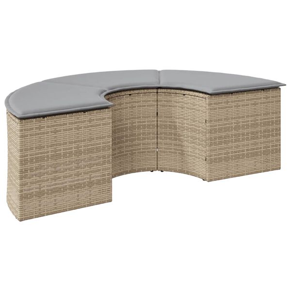 vidaXL Tuinvoetenbank met kussen poly rattan beige