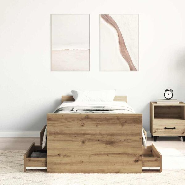 vidaXL Bedframe met lade Artisan Eiken 193 x 78 x 50 cm Bewerkt hout