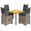 vidaXL 5-delige Bistroset met kussens poly rattan grijs