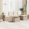 vidaXL 6-delige Loungeset met kussens poly rattan beige