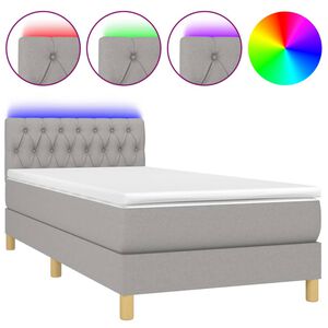 vidaXL Boxspring met matras en LED stof lichtgrijs 100x200 cm