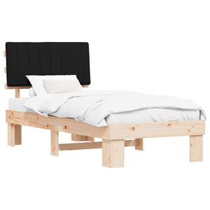 vidaXL Bedframe met Gevoerd Hoofdgedeelte Zwart 90 x 200 cm