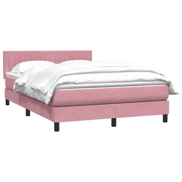 vidaXL Boxspring met matras fluweel roze 160x220 cm