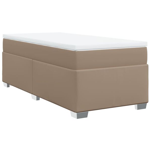 vidaXL Boxspring met matras kunstleer cappuccinokleurig 100x200 cm