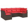 vidaXL Tuinbankenset 6 st Bruin en Rood poly rattan
