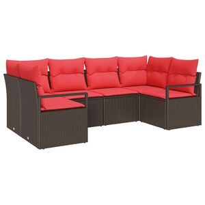 vidaXL Tuinbankenset 6 st Bruin en Rood poly rattan