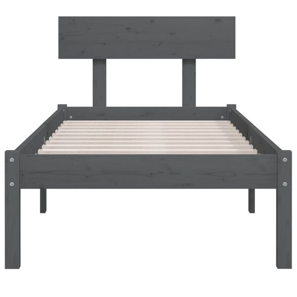vidaXL Bedframe massief grenenhout grijs 100x200 cm