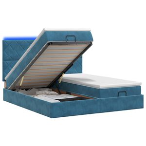 vidaXL Ottoman Bed met Matrassen en LED Donkerblauw 160 x 200 cm