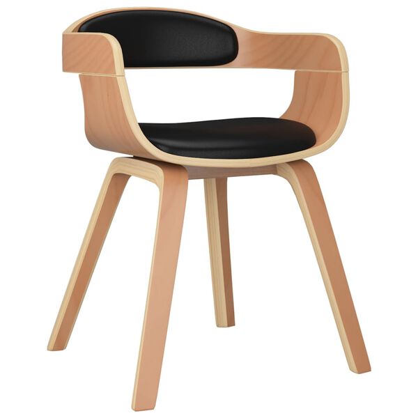 vidaXL Eetkamerstoelen 4 st gebogen hout en kunstleer zwart