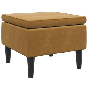 vidaXL Kruk met houten poten fluweel bruin