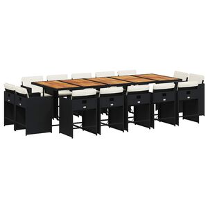vidaXL 15-delige Tuinset met kussens poly rattan zwart