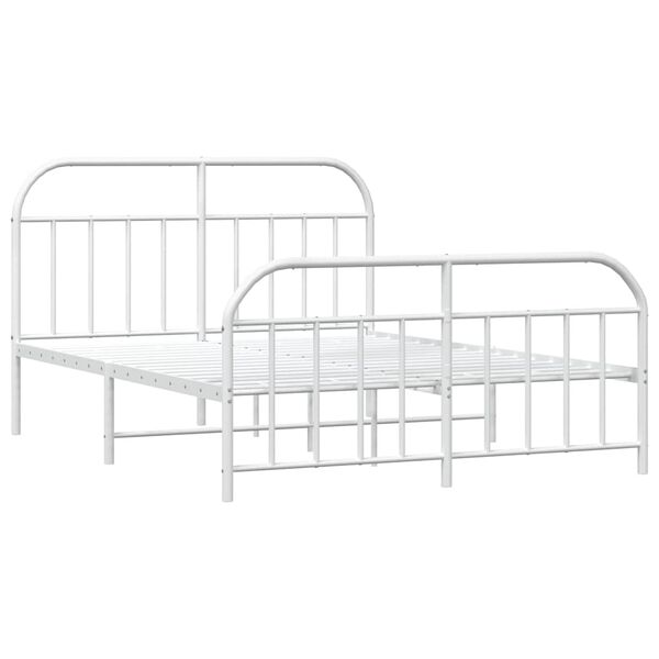 vidaXL Bedframe met hoofd- en voeteneinde metaal wit 183x213 cm