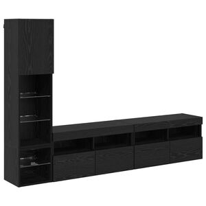 vidaXL TV-wandmeubel 4 st Zwart Eiken Bewerkt hout