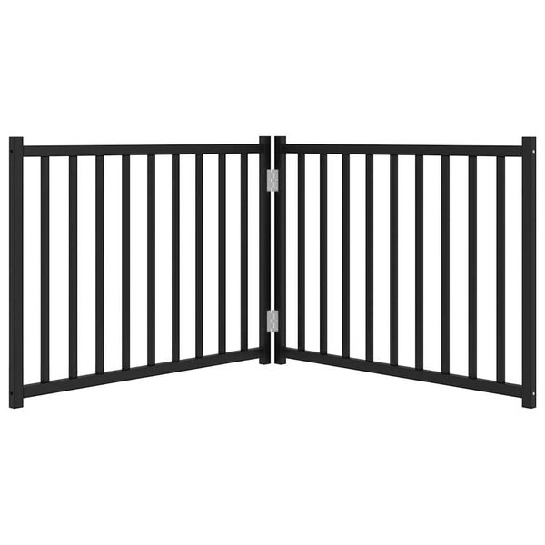 vidaXL Hondenhek inklapbaar 2 panelen 160 cm massief vurenhout zwart