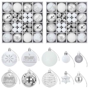 vidaXL Kerstballen set 88 st Zilver en wit &Oslash; 6 cm Kunststof