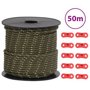 vidaXL Tentscheerlijn met reflecterende strips en spanners 50 m 4 mm