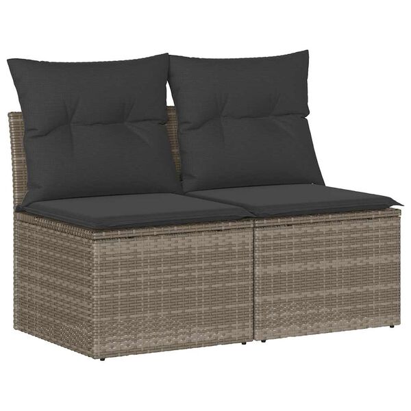 vidaXL 2-delige Loungeset met kussens poly rattan acacia grijs