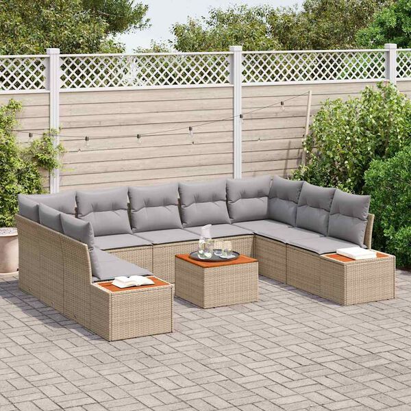 vidaXL Tuinbankenset met kussen 5 pcs Beige en Licht Grijs Polyrattan