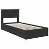 vidaXL Opslag bed met hoofdeinde Zwart 90 x 190 cm Bewerkt hout