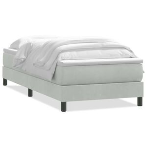 vidaXL Boxspring met matras fluweel lichtgrijs 80x220 cm