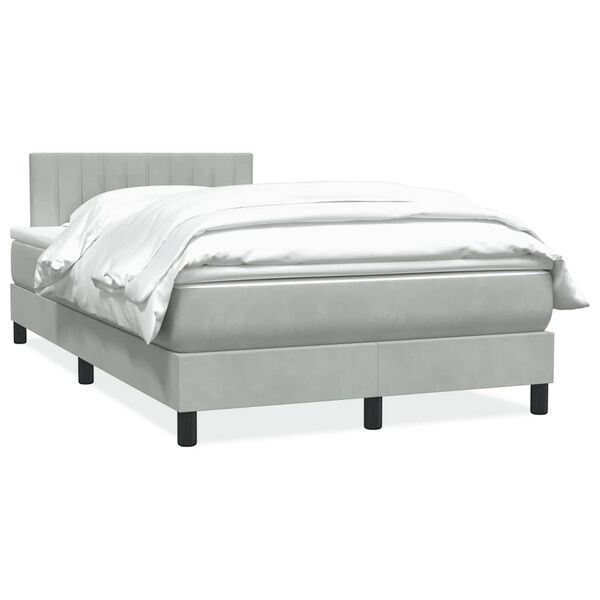 vidaXL Boxspring met matras fluweel lichtgrijs 120x210 cm
