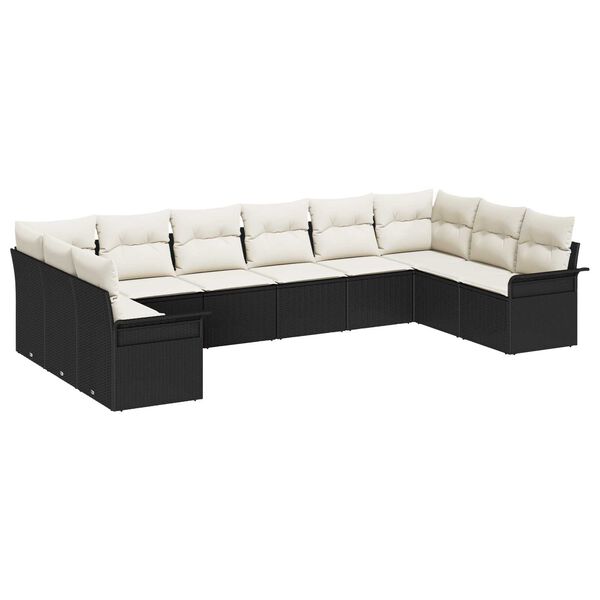vidaXL Tuin Sofa Set met opslag 10 pcs Zwart poly rattan