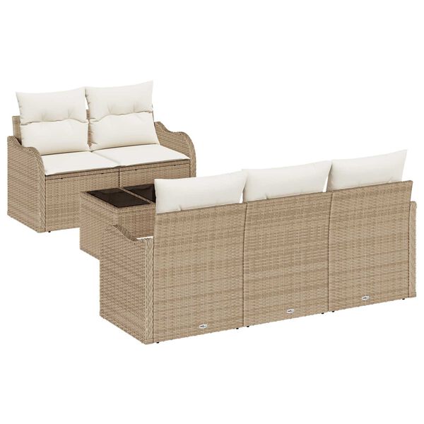 vidaXL Tuin Sofa Set Beige poly rattan