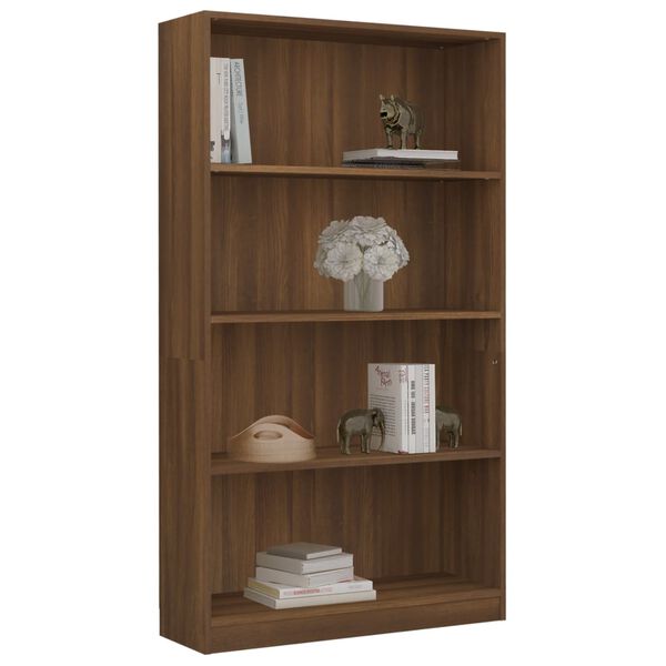 vidaXL Boekenkast met 4 schappen 80x24x142 cm hout bruin eikenkleur