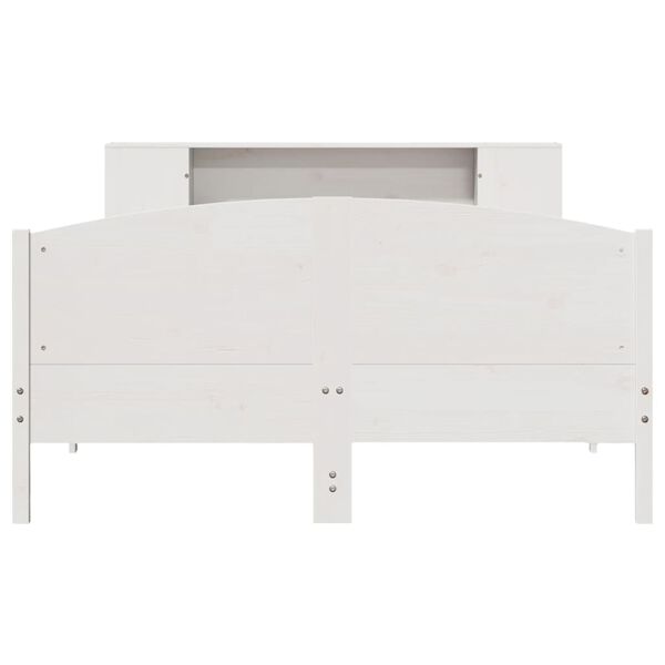vidaXL Bed met boekenkast zonder matras grenenhout wit 135x190 cm