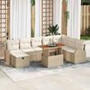 vidaXL Tuinbankenset met kussen met opslag 9 pcs Beige poly rattan