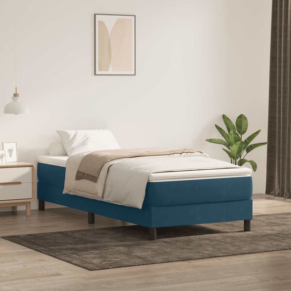 vidaXL Boxspring zonder matras fluweel donkerblauw 80x220 cm