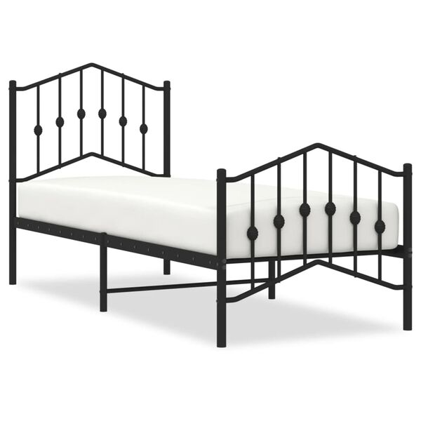 vidaXL Bedframe met hoofd- en voeteneinde metaal zwart 75x190 cm