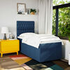 vidaXL Boxspring met matras stof blauw 90x200 cm