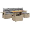 vidaXL 6-delige Loungeset met kussens poly rattan beige