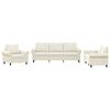 vidaXL 3-delige Loungeset met kussens fluweel cr&egrave;mekleurig