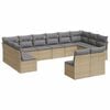 vidaXL 12-delige Loungeset met kussens poly rattan beige