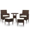 vidaXL 5-delige Loungeset poly rattan bruin