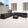 vidaXL 9-delige Loungeset met kussens poly rattan zwart