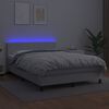 vidaXL Boxspring met matras en LED kunstleer wit 140x200 cm