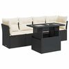 vidaXL 5-delige Loungeset met kussens poly rattan zwart
